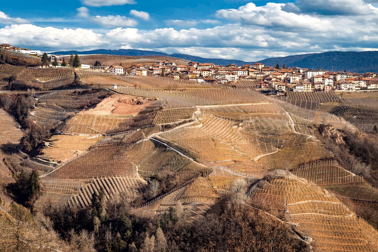 Vista panoramica del suggestivo paesaggio piemontese, con colline verdi e cieli sereni.